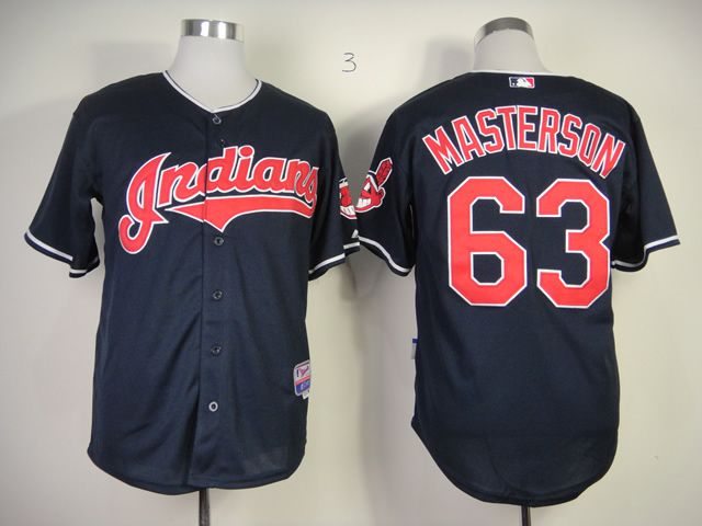 Men Cleveland Indians 63 Masterson Blue MLB Jerseys